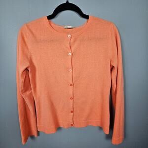 Garnet Hill Cashmere‎ Cardigan Button Front Classic Minimalist Peach Small